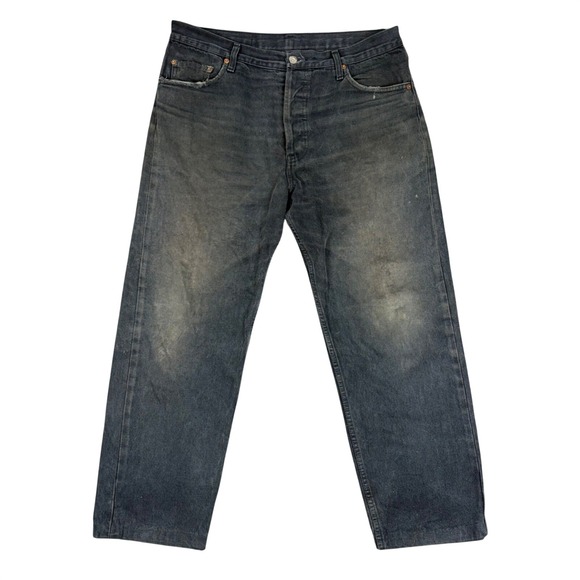 Levi's Other - Vintage Levi's Jeans Mens 38x36 Black 501 Straight Leg Distressed Faded USA Made